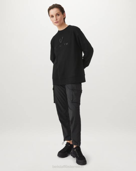 Belstaff Frauen charakteristischer Rundhalsausschnitt PHND512 Kleidung Baumwollvlies schwarz