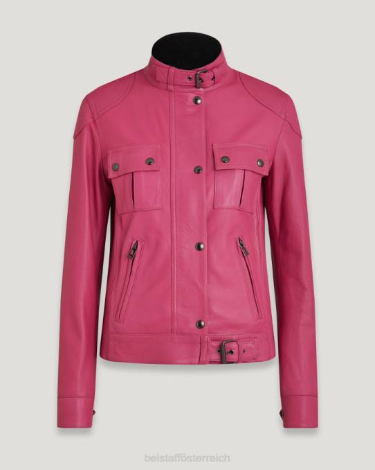 Belstaff Frauen Gangsterjacke PHND465 Kleidung mattes Nappa-Fuchsia-Rosa
