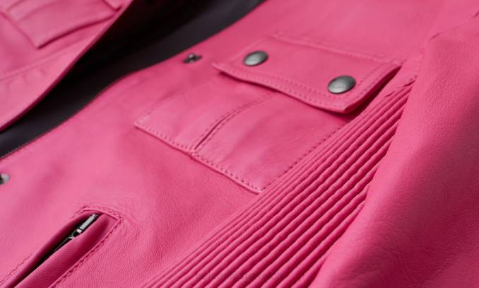 Belstaff Frauen Gangsterjacke PHND465 Kleidung mattes Nappa-Fuchsia-Rosa