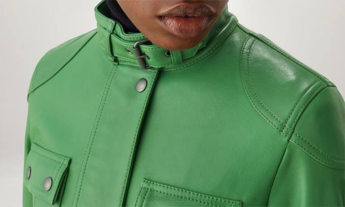Belstaff Frauen Gangsterjacke PHND471 Kleidung Nappaleder graphgrün
