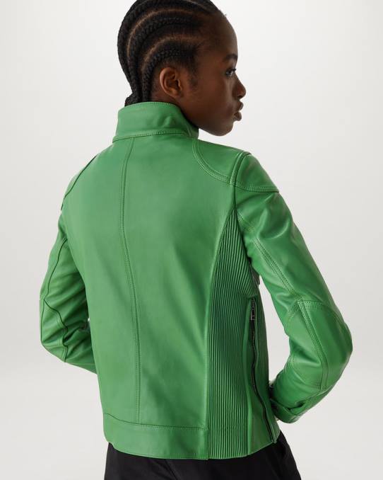 Belstaff Frauen Gangsterjacke PHND471 Kleidung Nappaleder graphgrün