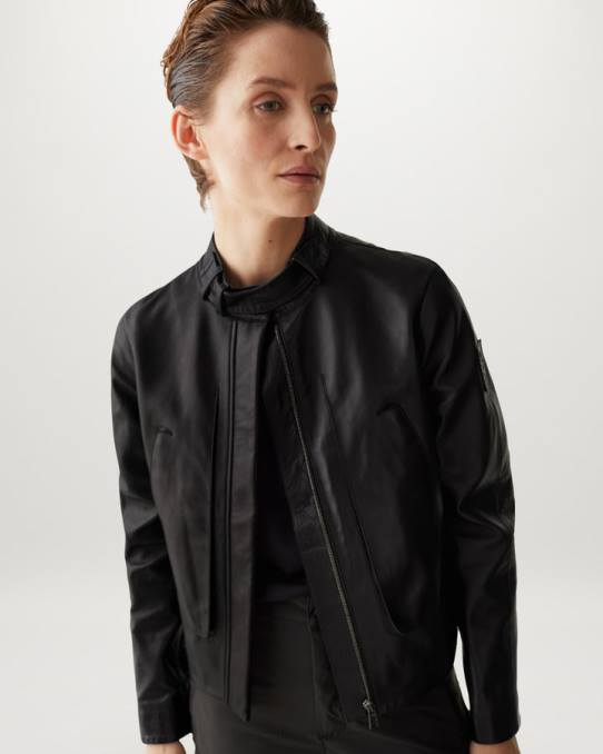 Belstaff Frauen Meteorjacke PHND467 Kleidung Plonge Nappa schwarz