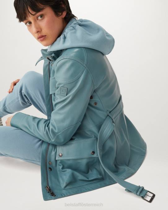 Belstaff Frauen Trialmaster Pantherjacke PHND470 Kleidung Nappaleder Arktisblau