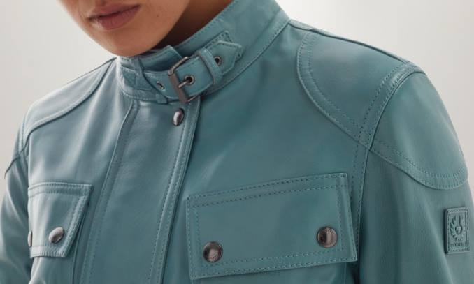 Belstaff Frauen Trialmaster Pantherjacke PHND470 Kleidung Nappaleder Arktisblau