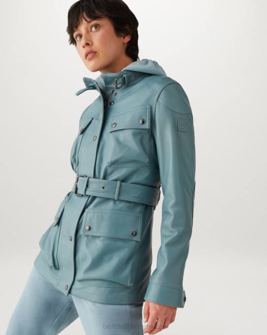 Belstaff Frauen Trialmaster Pantherjacke PHND470 Kleidung Nappaleder Arktisblau