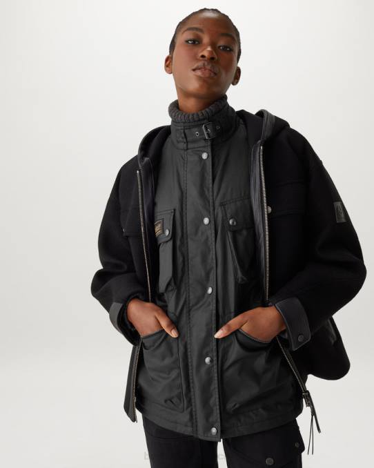 Belstaff Frauen Edition Weste PHND493 Kleidung gewachste Baumwolle schwarz