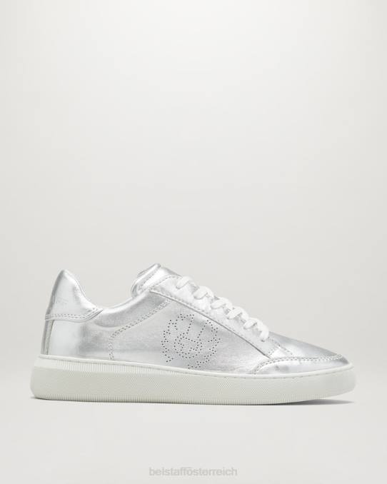 Belstaff Frauen Track-Low-Top-Sneaker PHND522 Schuh Glattleder silber