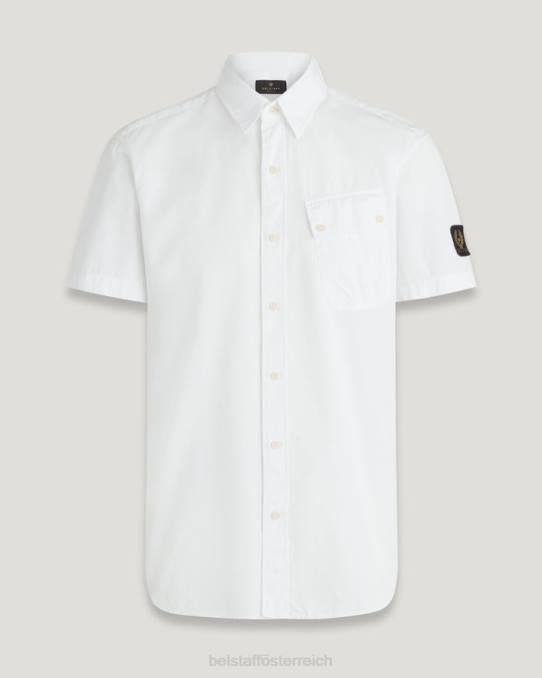 Belstaff Männer Pitch-Kurzarmshirt PHND130 Kleidung Baumwolltwill weiß