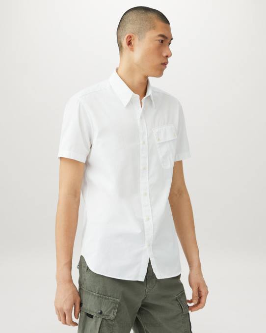 Belstaff Männer Pitch-Kurzarmshirt PHND130 Kleidung Baumwolltwill weiß
