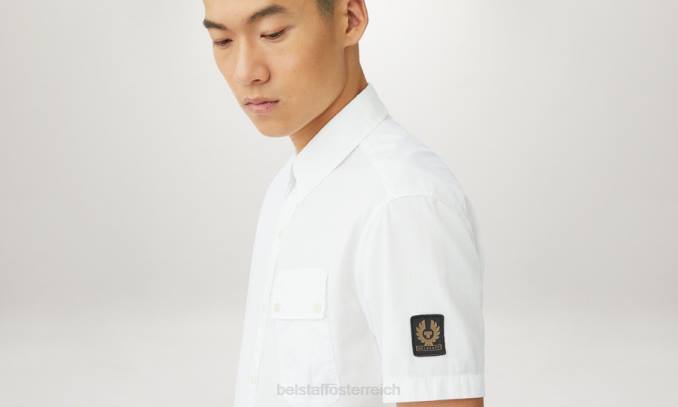 Belstaff Männer Pitch-Kurzarmshirt PHND130 Kleidung Baumwolltwill weiß