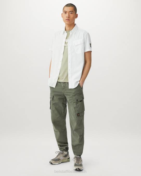 Belstaff Männer Pitch-Kurzarmshirt PHND130 Kleidung Baumwolltwill weiß