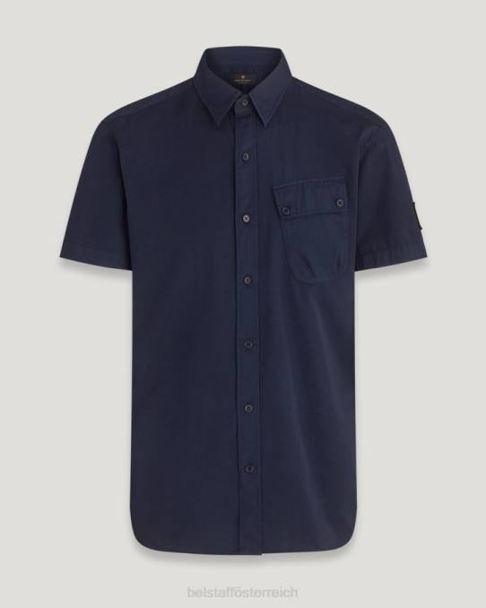 Belstaff Männer Pitch-Kurzarmshirt PHND132 Kleidung Baumwolltwill, tiefes Marineblau