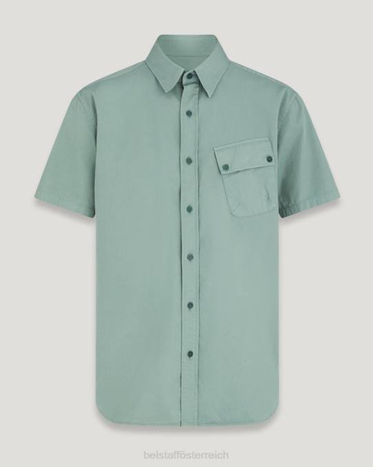 Belstaff Männer Pitch-Kurzarmshirt PHND136 Kleidung Baumwolltwill stahlgrün