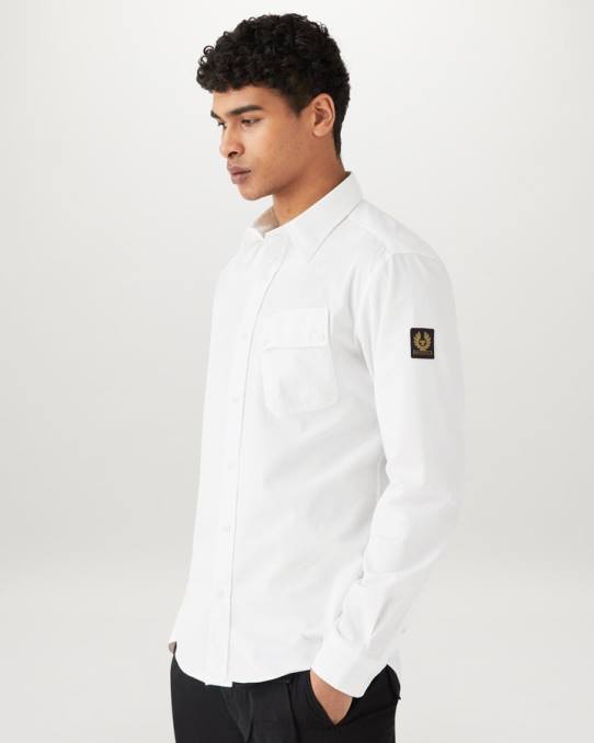 Belstaff Männer Pitch-Shirt PHND137 Kleidung Baumwolltwill weiß