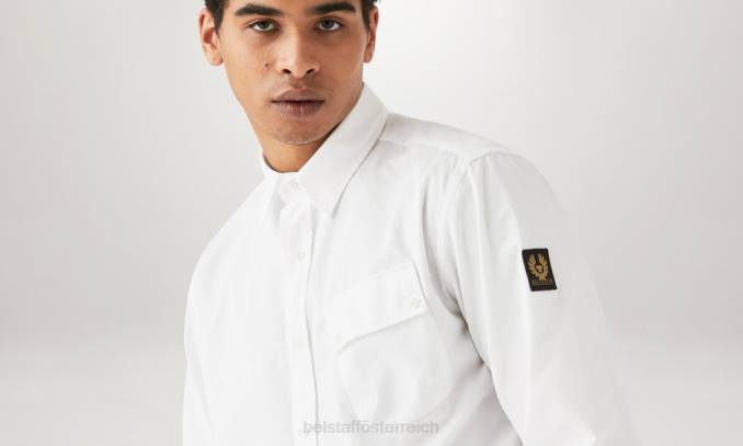 Belstaff Männer Pitch-Shirt PHND137 Kleidung Baumwolltwill weiß