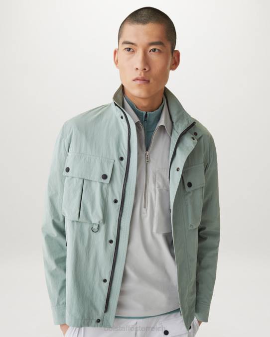 Belstaff Männer Tack-Shirt PHND129 Kleidung Baumwollpopeline perlgrau