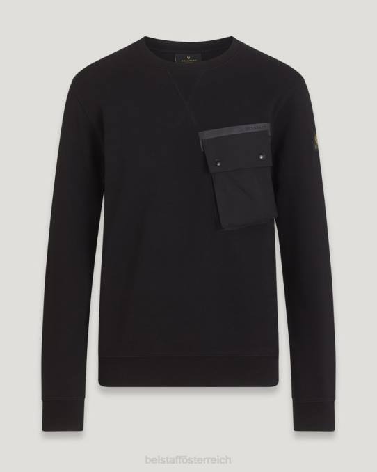 Belstaff Männer Surge-Rundhalsausschnitt PHND215 Kleidung Trockenes Baumwollvlies schwarz