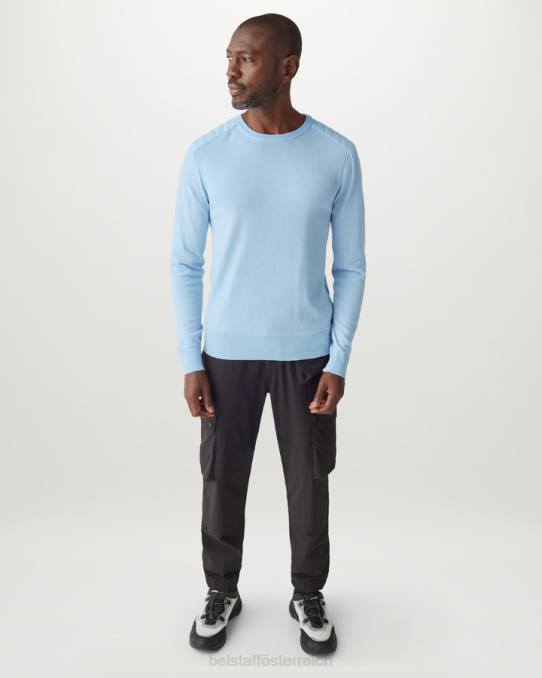 Belstaff Männer Kerrigan-Rundhalsausschnitt PHND276 Kleidung Merinowolle himmelblau
