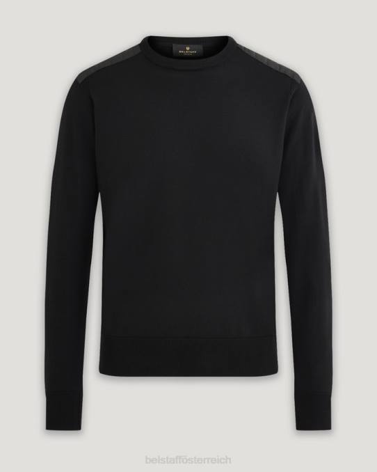 Belstaff Männer Kerrigan-Rundhalsausschnitt PHND288 Kleidung Merinowolle schwarz