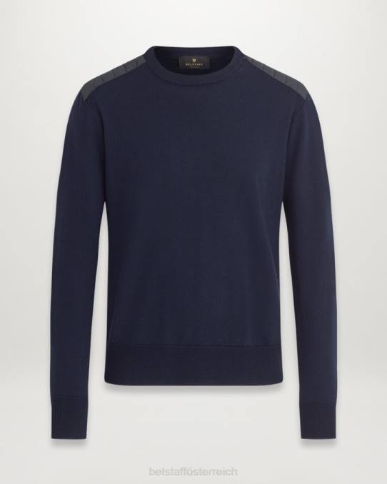 Belstaff Männer Kerrigan-Rundhalsausschnitt PHND293 Kleidung Merinowolle gewaschen, Marineblau
