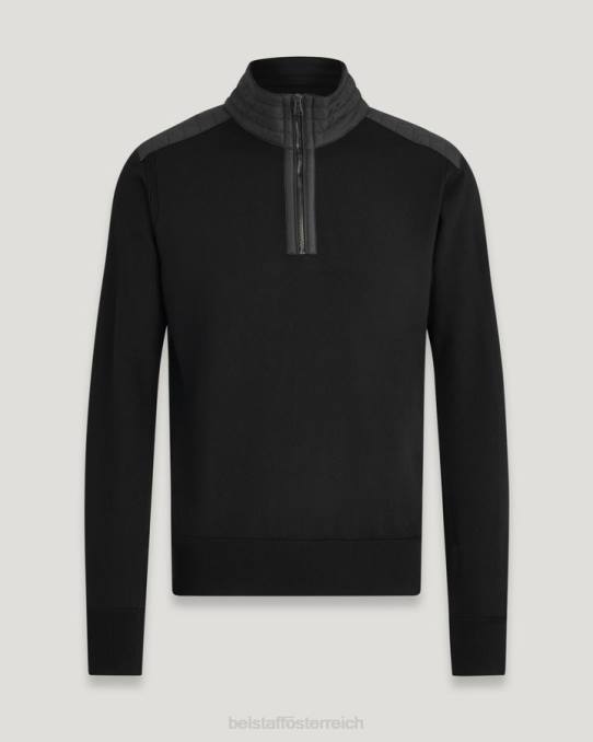 Belstaff Männer Kilmington Viertelreißverschluss PHND280 Kleidung Merinowolle schwarz