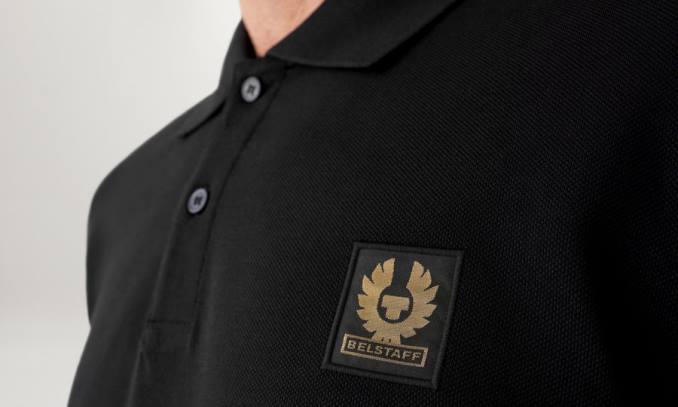 Belstaff Männer Langarm-Polo PHND187 Kleidung Baumwollpiqué schwarz