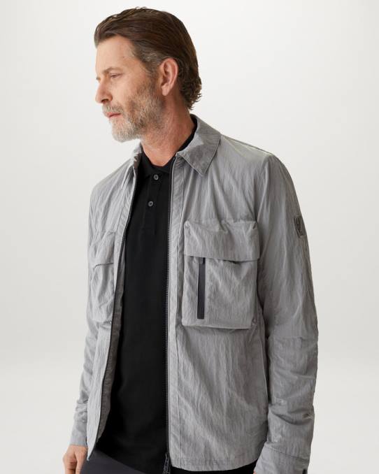 Belstaff Männer Langarm-Polo PHND187 Kleidung Baumwollpiqué schwarz