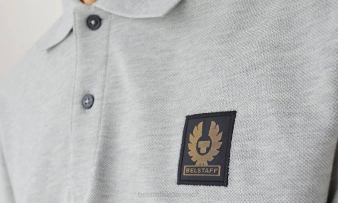 Belstaff Männer Polo PHND198 Kleidung Baumwollpiqué altsilber meliert