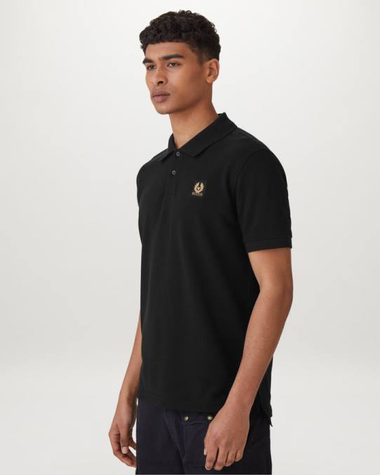 Belstaff Männer Polo PHND207 Kleidung Baumwollpiqué schwarz
