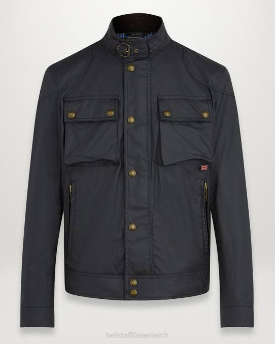 Belstaff Männer Racemaster-Jacke PHND33 Kleidung gewachste Baumwolle schwarz