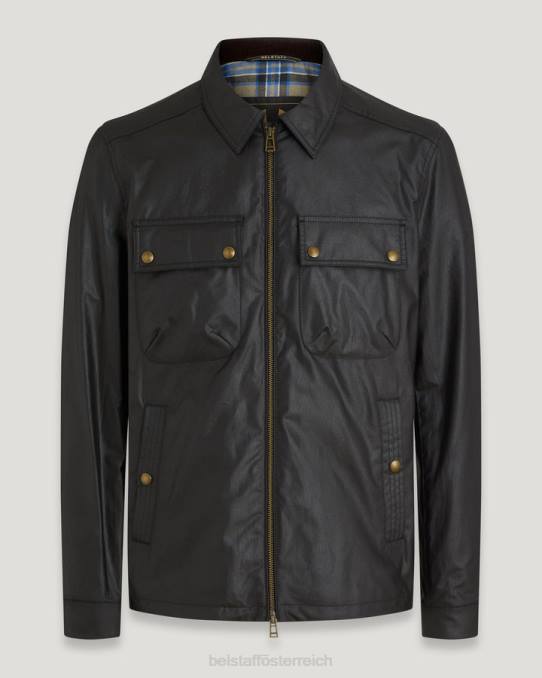 Belstaff Männer Tour-Overshirt PHND36 Kleidung gewachste Baumwolle schwarz