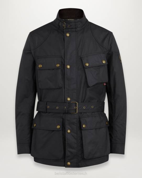 Belstaff Männer Trialmaster-Jacke PHND20 Kleidung gewachste Baumwolle schwarz