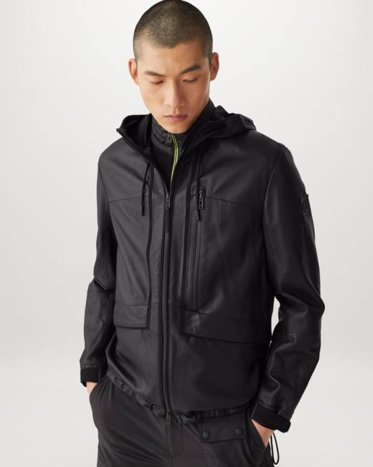 Belstaff Männer Gegenwindjacke PHND3 Kleidung Fliegengewicht Nappa schwarz