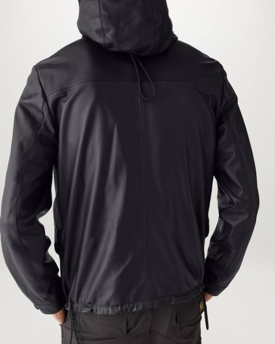 Belstaff Männer Gegenwindjacke PHND3 Kleidung Fliegengewicht Nappa schwarz
