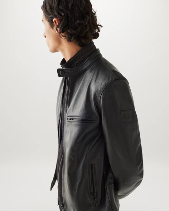 Belstaff Männer Pearson-Jacke PHND15 Kleidung Narbenleder schwarz