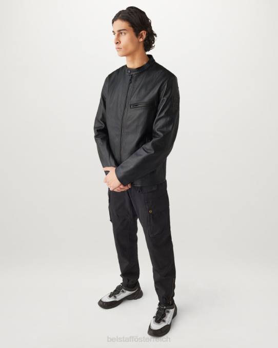 Belstaff Männer Pearson-Jacke PHND15 Kleidung Narbenleder schwarz