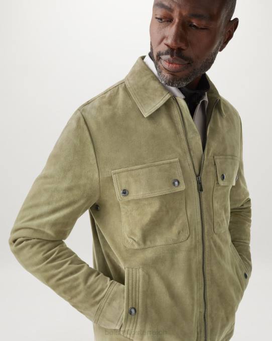 Belstaff Männer Tour-Overshirt PHND6 Kleidung Wildleder-Aloe