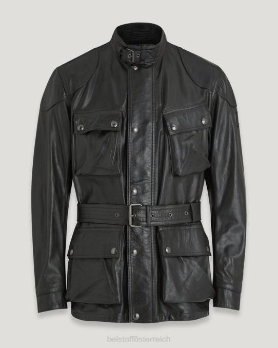 Belstaff Männer Trialmaster Pantherjacke PHND14 Kleidung handgewachstes Leder schwarz