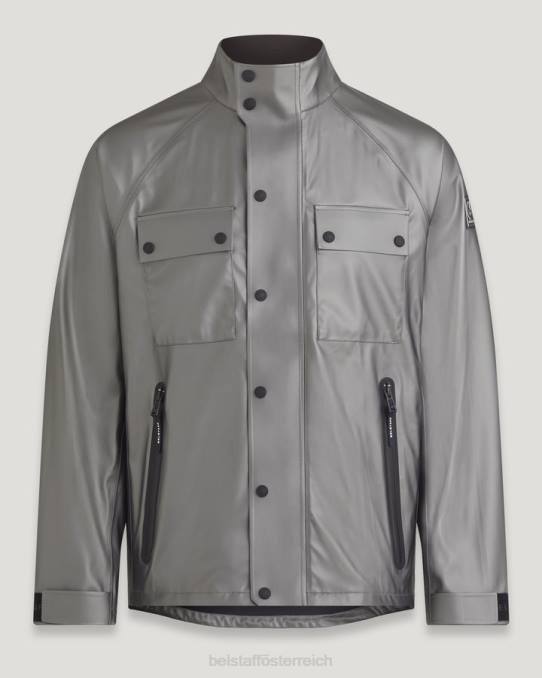 Belstaff Männer Folienmantel PHND73 Kleidung schillernde Gummischale in Granitgrau