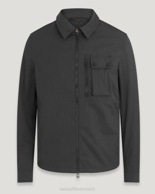 Belstaff Männer Rail-Overshirt PHND98 Kleidung Baumwollmischung Gabardine schwarz