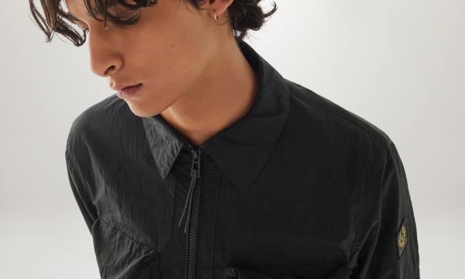 Belstaff Männer Rift-Überhemd PHND71 Kleidung schimmerndes Muschelschwarz