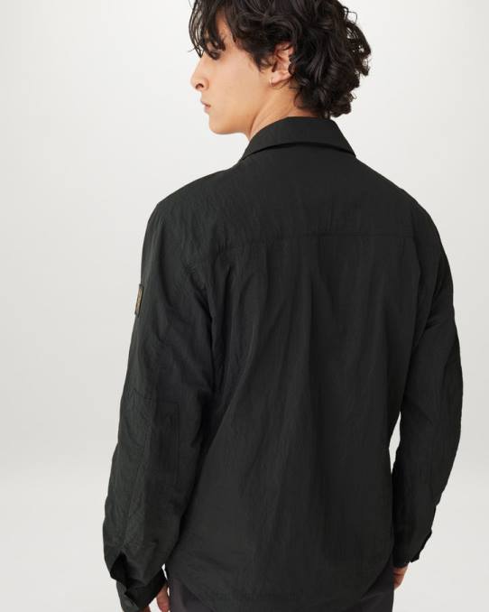 Belstaff Männer Rift-Überhemd PHND71 Kleidung schimmerndes Muschelschwarz