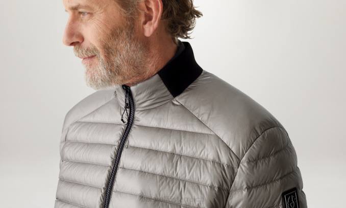 Belstaff Männer Flugzeugzellenjacke PHND45 Kleidung Ultraleichtes Daunensilber