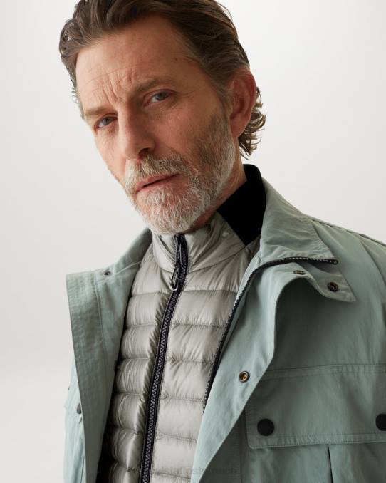 Belstaff Männer Flugzeugzellenjacke PHND45 Kleidung Ultraleichtes Daunensilber