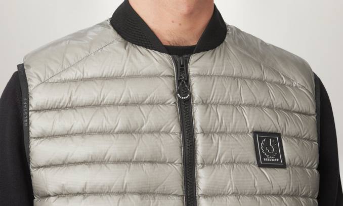 Belstaff Männer Flugzeugweste PHND107 Kleidung Ultraleichtes Daunensilber